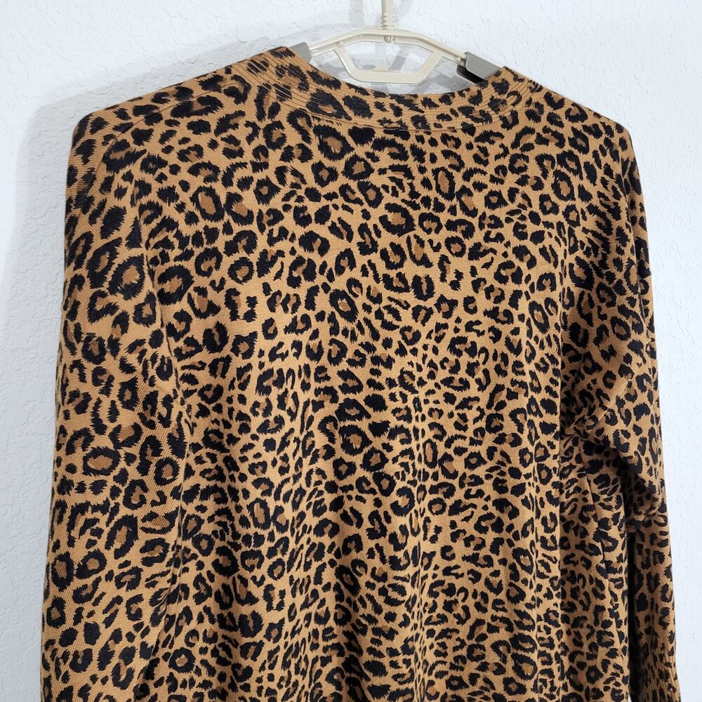 Terra & Sky Leopard Print Long Cardigan Women's Size 0X 14W Open Front Casual - Picture 8 of 9